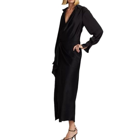 Simkhai Talita Black Draped Front Maxi Dress Size 10 - Picture 4 of 12